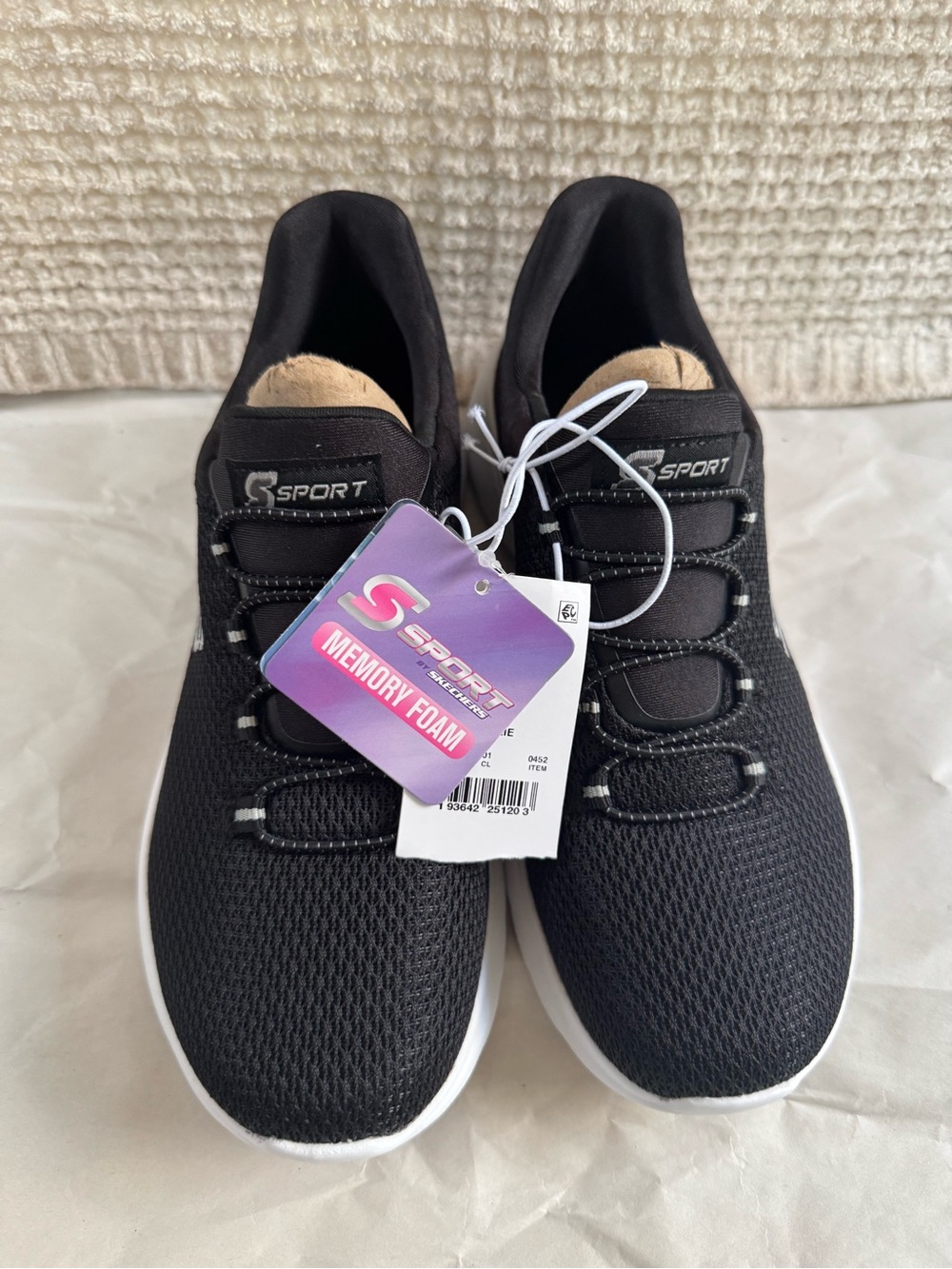Skechers S Sport Memory Foam Black and Tan Slip-On Sneakers